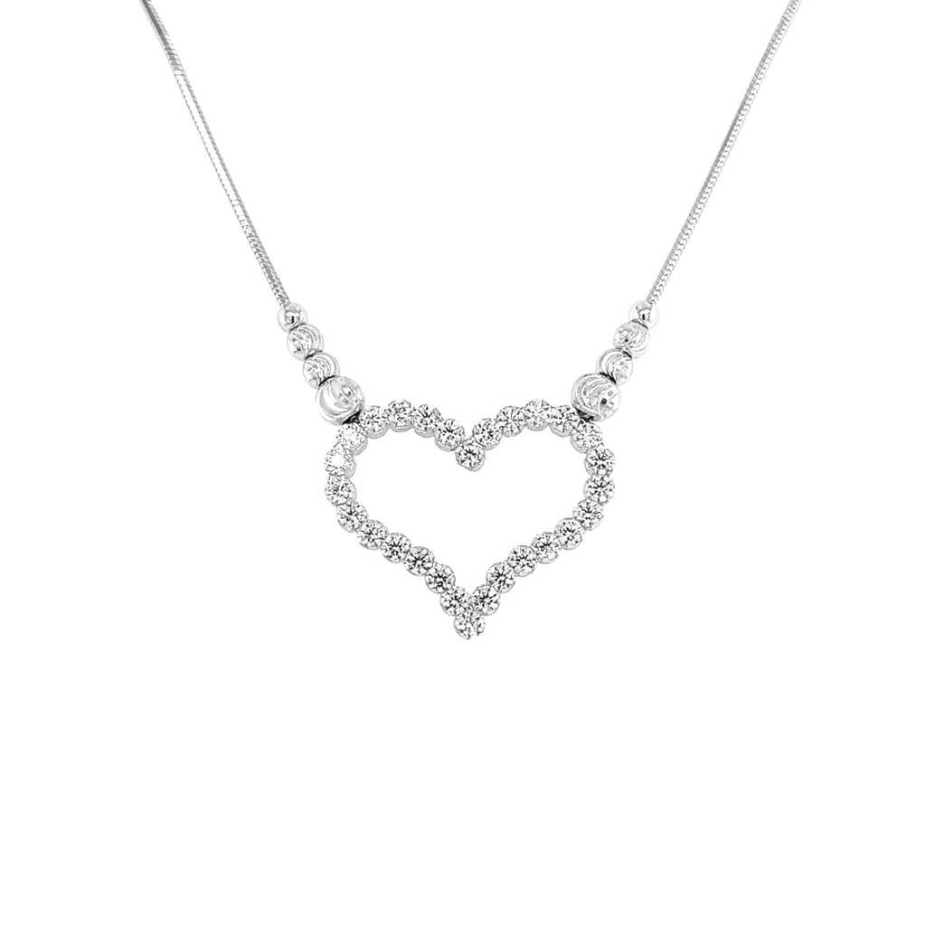 Zilveren slangcollier met vast Hart