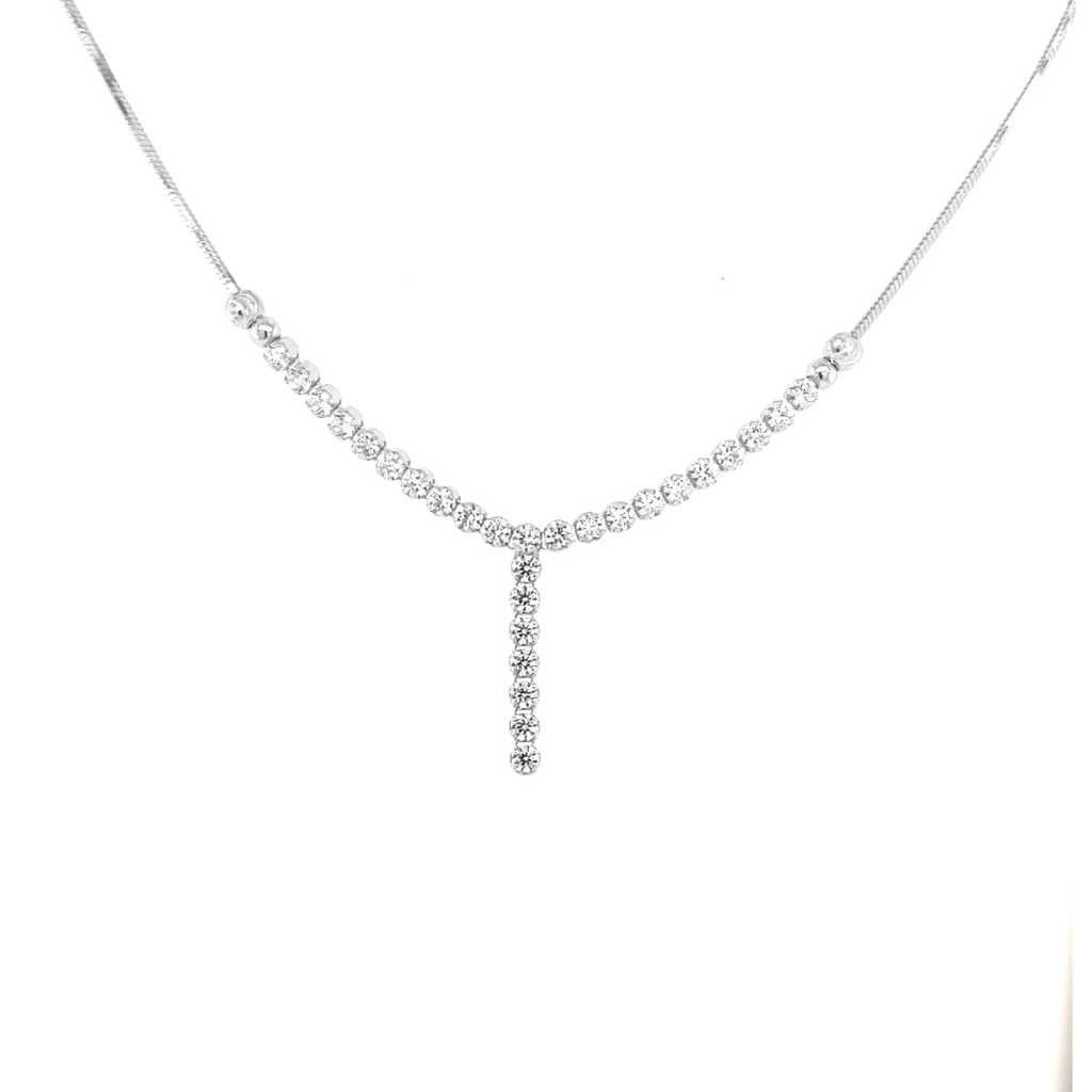 Silver snake necklace with Zirconia