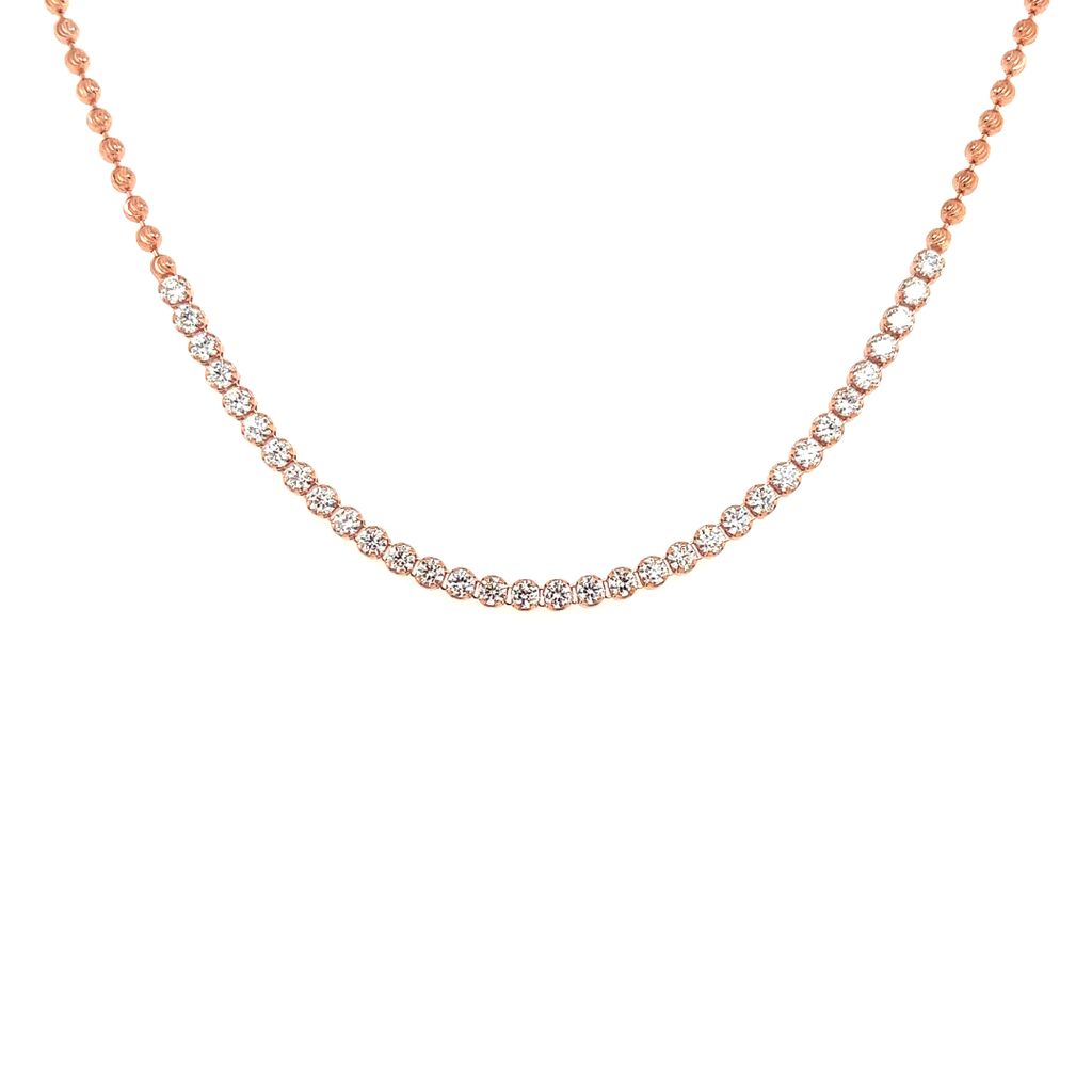 Rose silver necklace with Zirconia