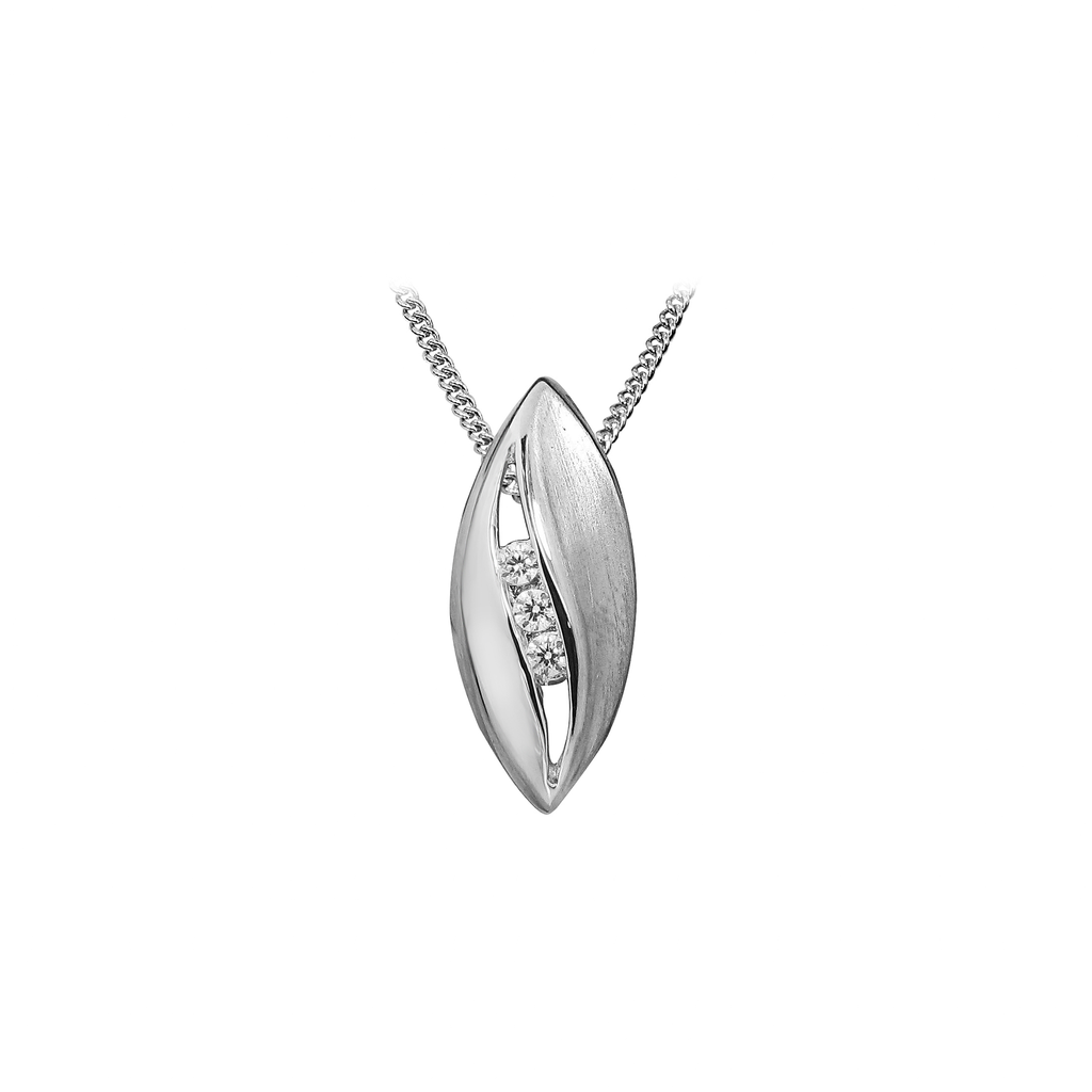 [ZH1613] H008 Silver pendant matte/gloss with zirconia stones