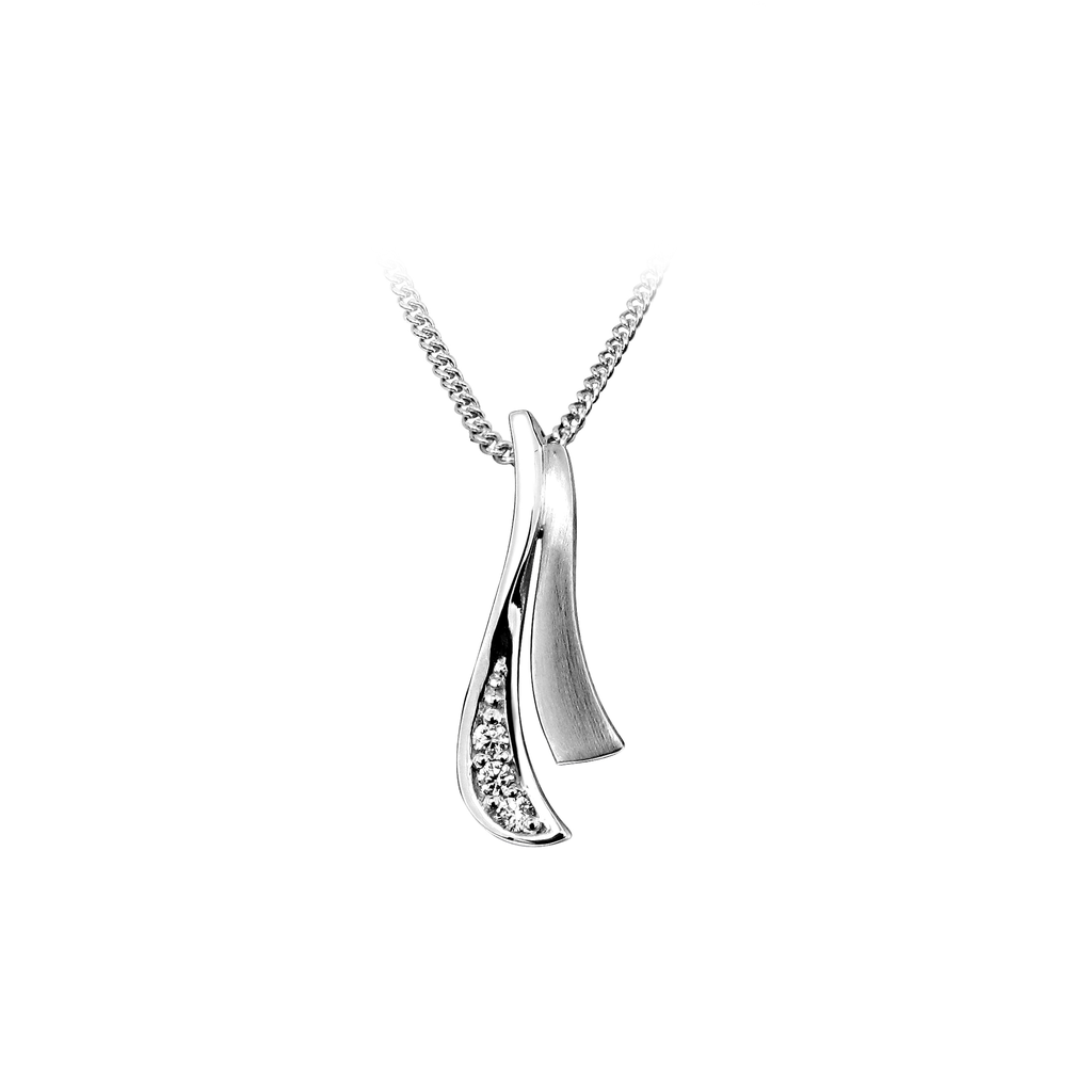 H009WRSM Silver pendant Matte/Gloss with Zirconia stones