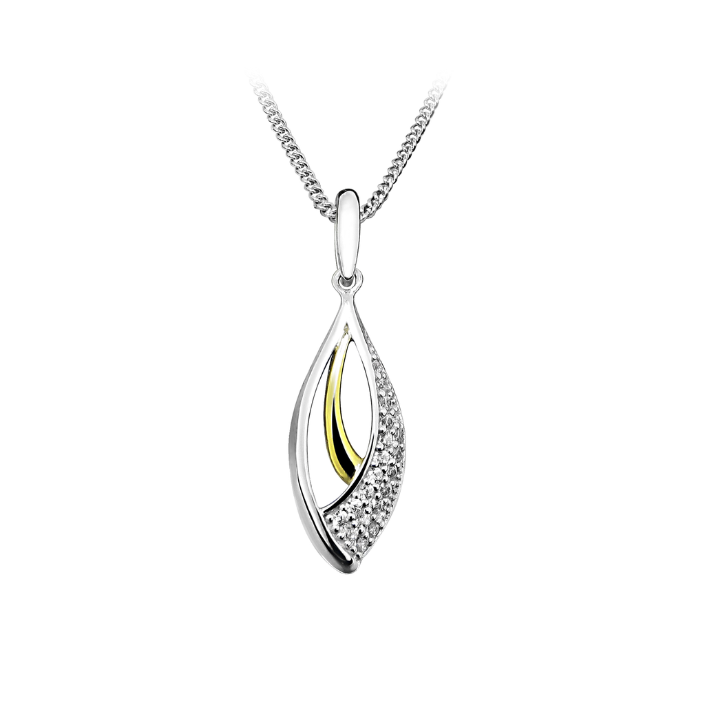 H010 Bicolor silver pendant with Zirconia stones