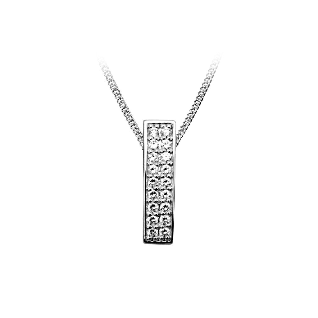 H021 Silver pendant with double row of Zirconia stones