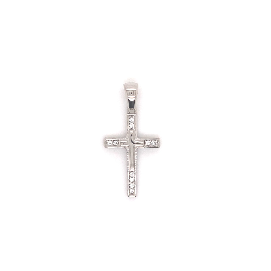 [ZH1887] Silver pendant Cross with Zirconia stones