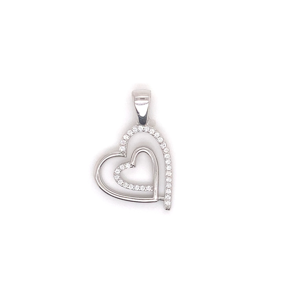 Zilveren hanger Hart met Zirkonia stenen