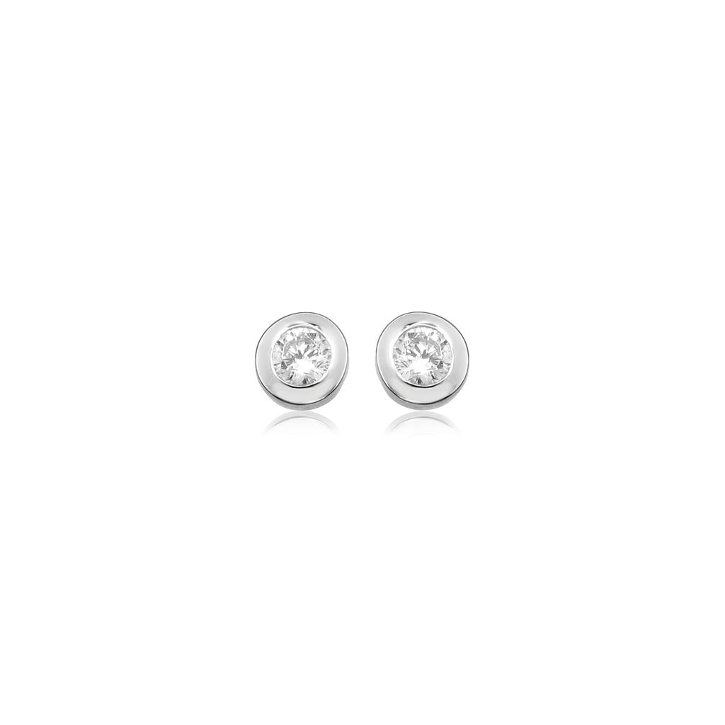 [ZO1606] O001 Silver ear studs with Zirconia stone