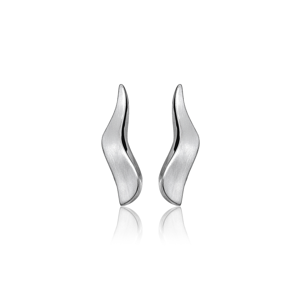 [ZO1611] O006 Silver Stud Earrings Fantasy Matte/Gloss