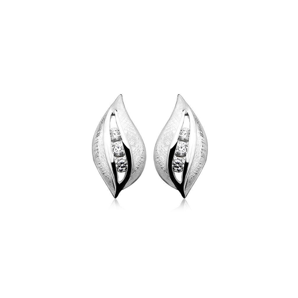 O015 Silver ear studs Fantasy Matte/Gloss with Zirconia stones