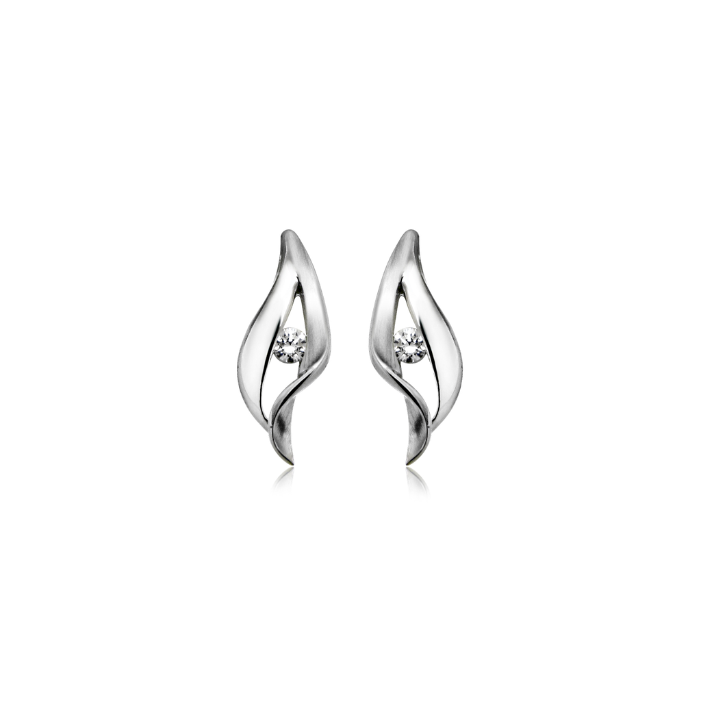 [ZO1623] O018 Silver ear studs Fantasy Matte/Gloss with Zirconia stone