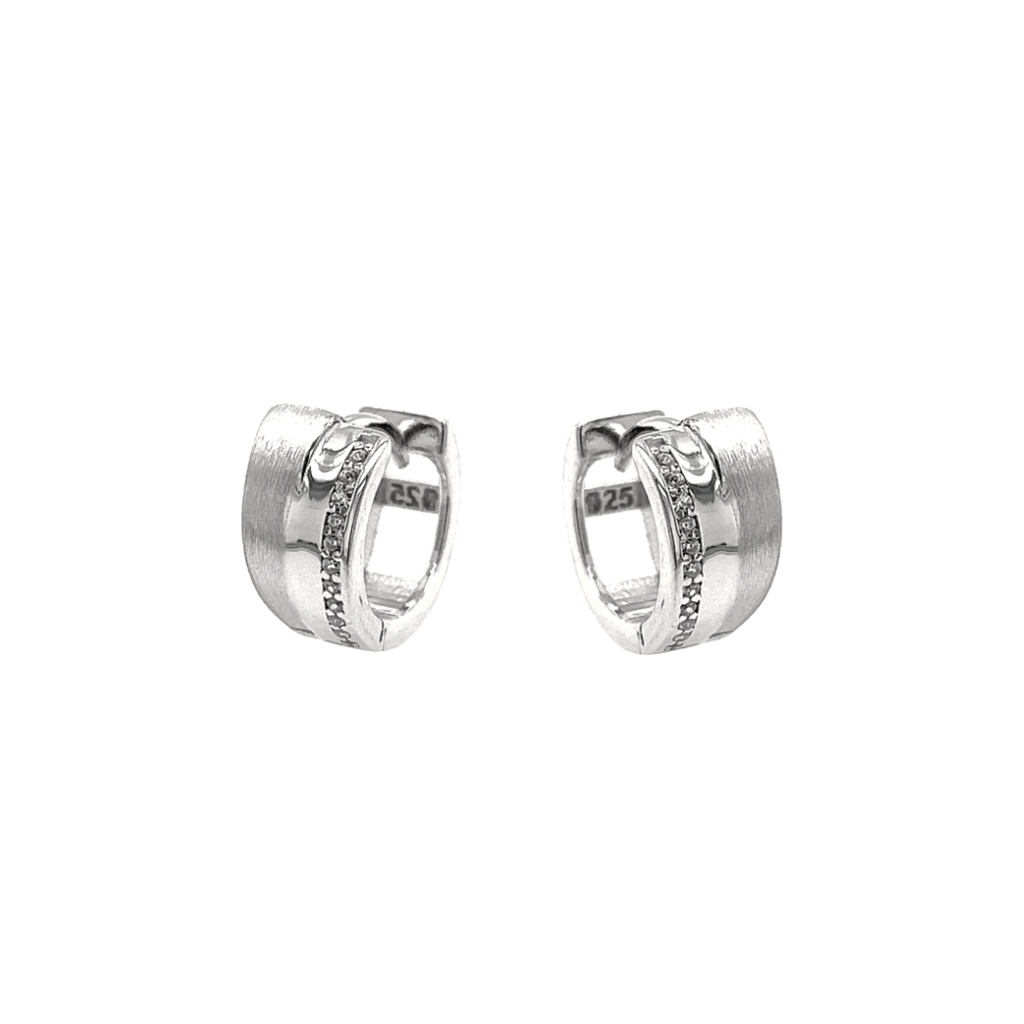 Silver Hoop Earrings Fantasy with Zirconia Stones