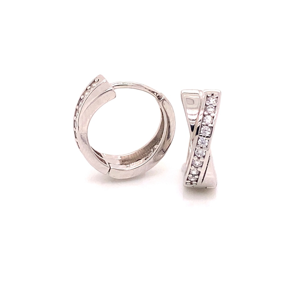 Silver Hoop Earrings Fantasy with Zirconia Stones