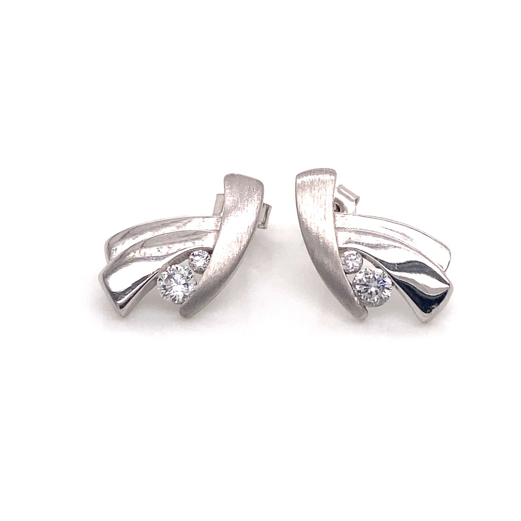 Silver stud earrings Fantasy with Zirconia stones