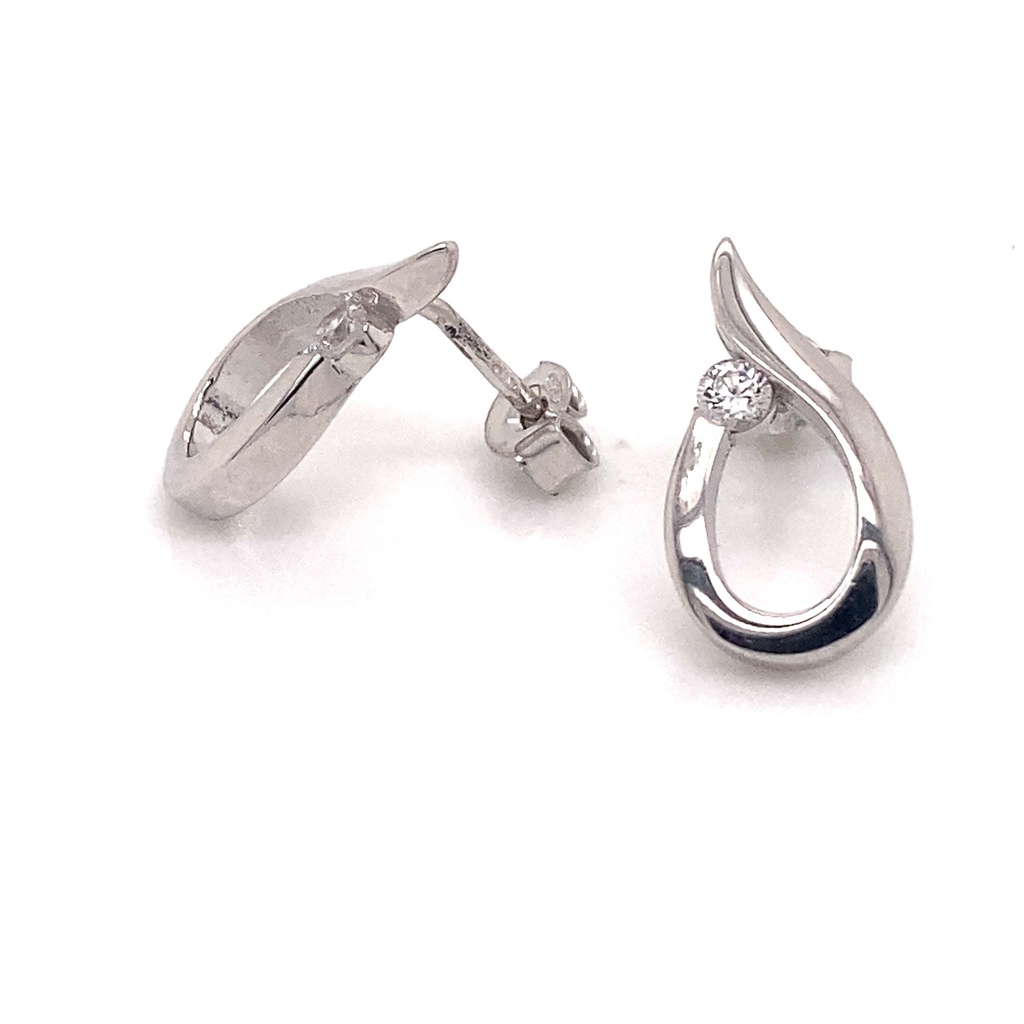Silver Fantasy stud earrings with Zirconia stone