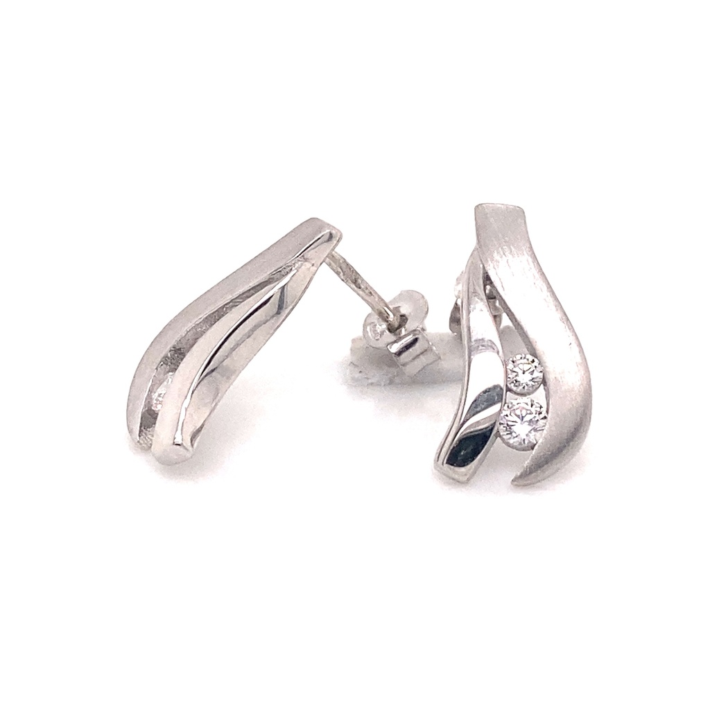 Silver stud earrings Fantasy with Zirconia stones