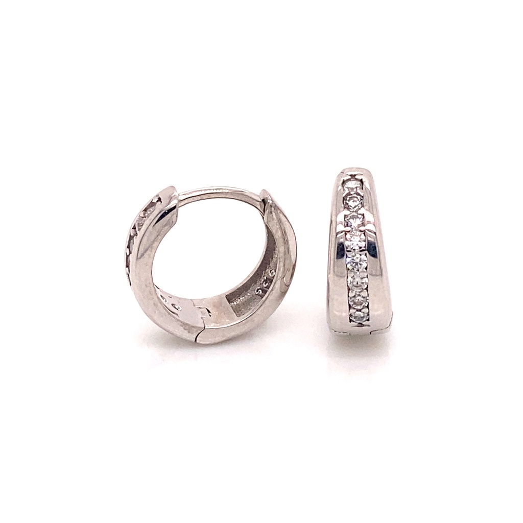 Silver Hoop Earrings Fantasy with Zirconia Stones