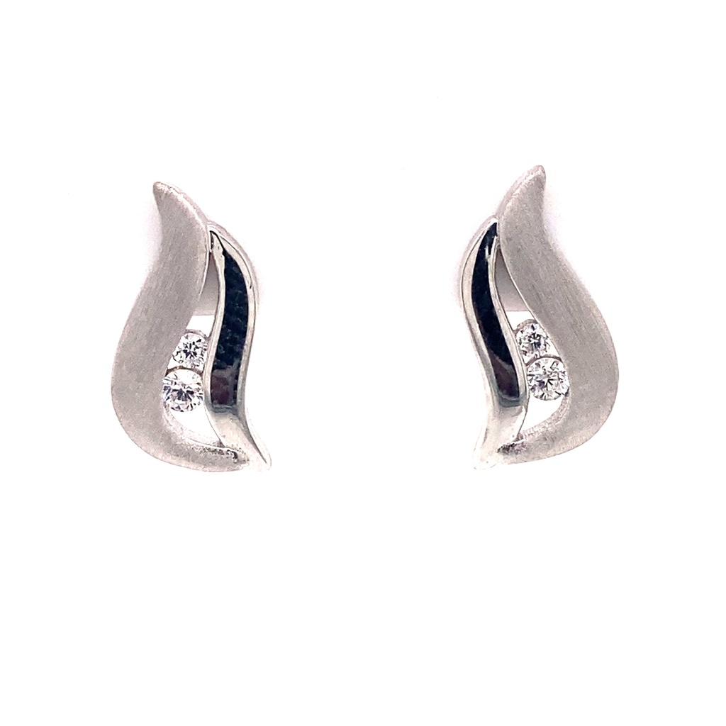Silver stud earrings Fantasy with Zirconia stones