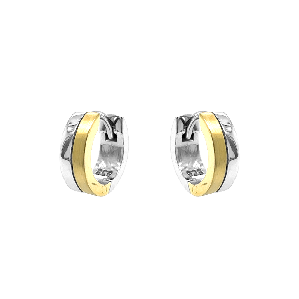 Silver Hoop Earrings Bicolor 13.3 x 4.6mm