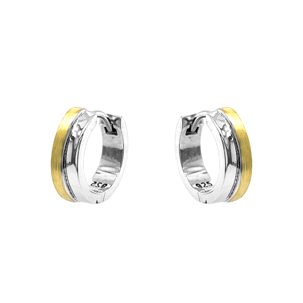 Silver Hoop Earrings Bicolor 14.7 x 4.5mm