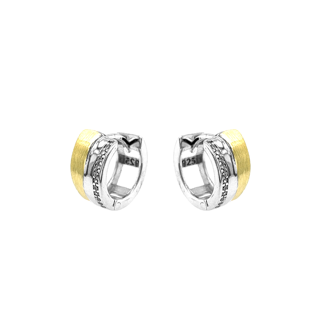Zilveren klapoorringen Bicolor met Zirkonia