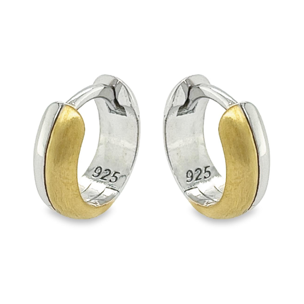 Bicolor silver hoop earrings Matte/ Gloss