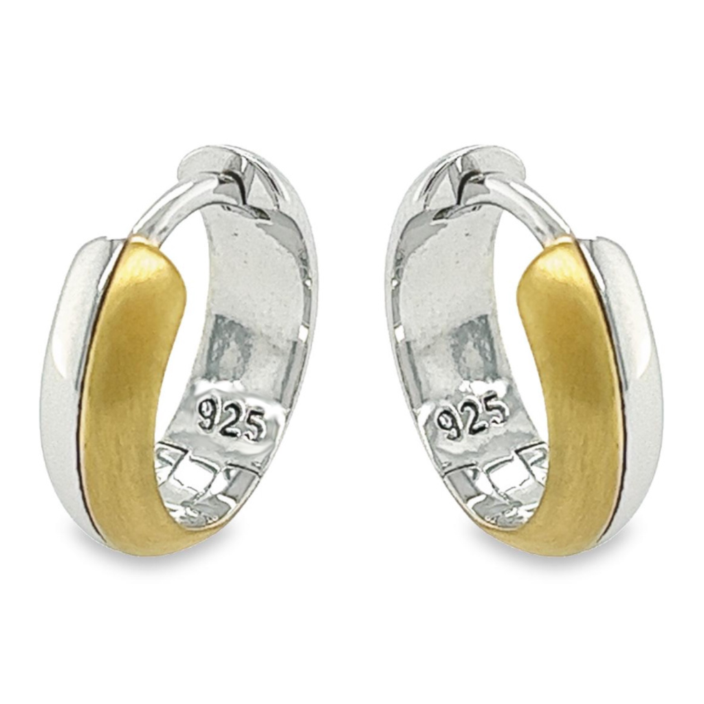 Bicolor silver hoop earrings Matte/ Gloss