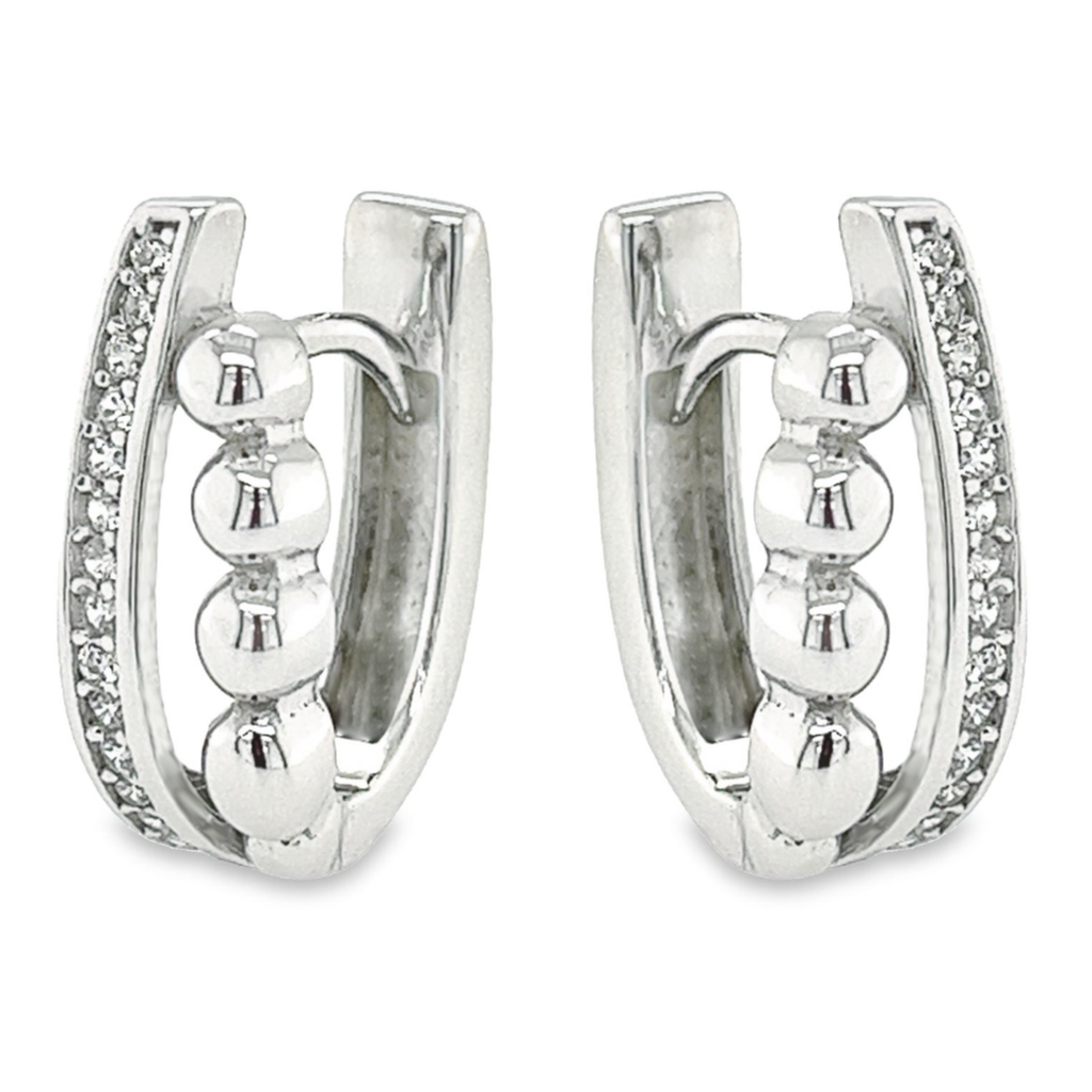 Silver Fantasy Hoop Earrings with Zirconia