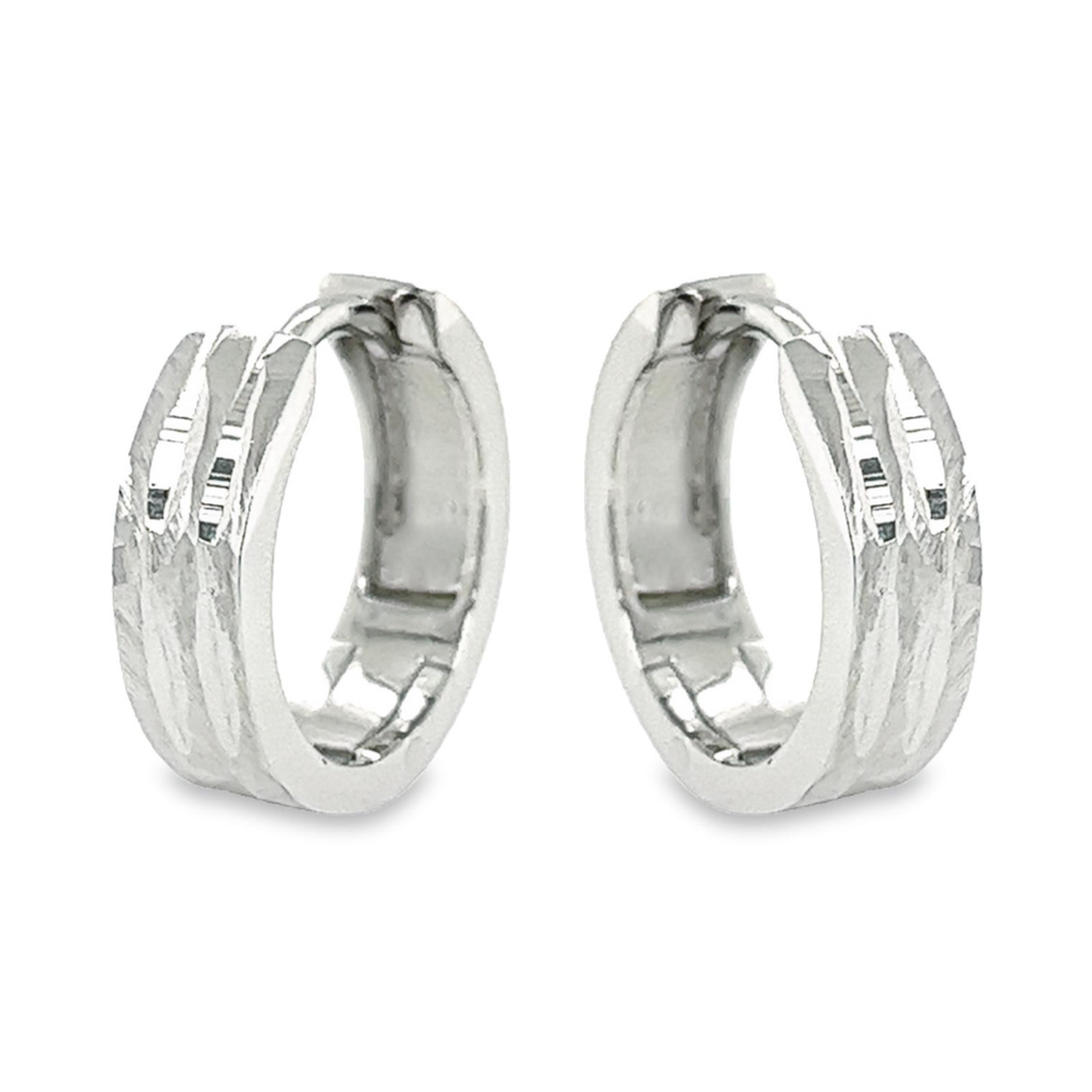Silver Hoop Earrings Diamond Cut