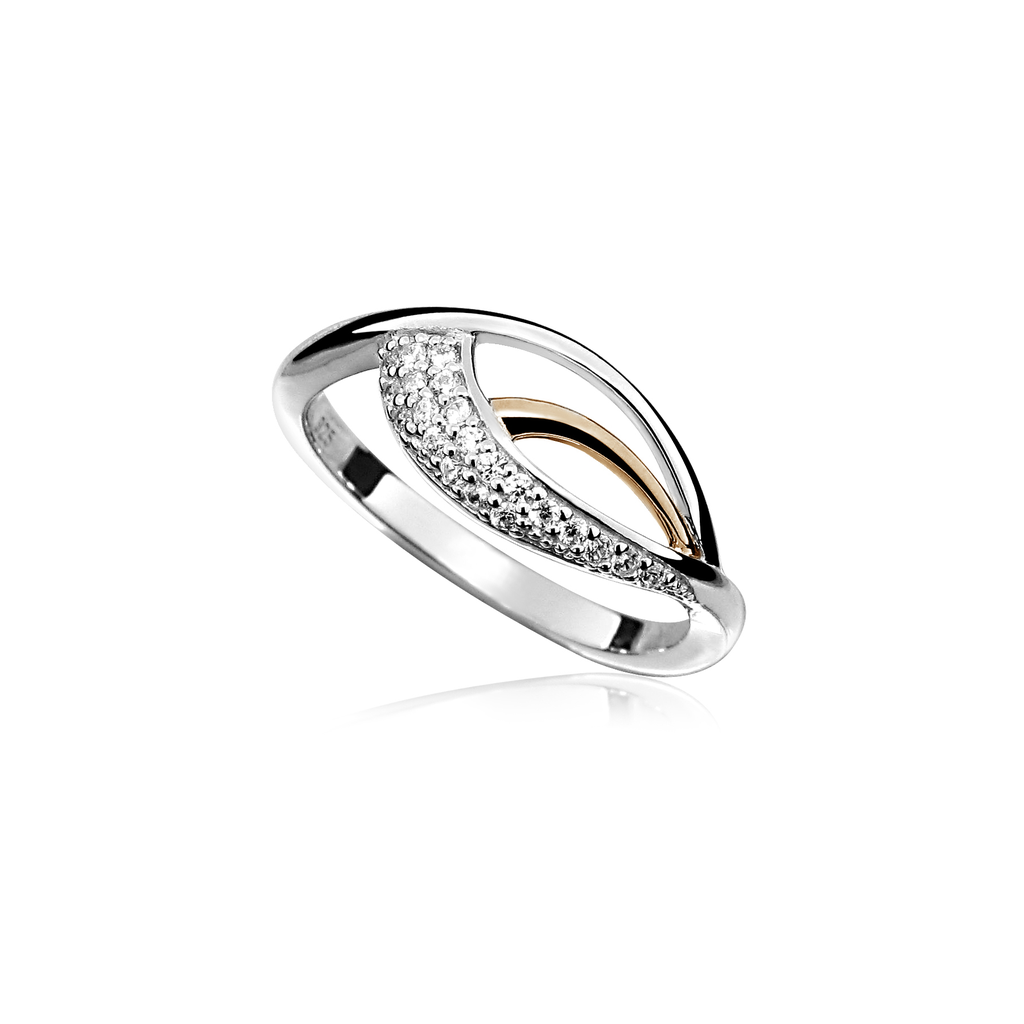 [ZR1616-165] R011 RosÈ silver ring with Zirconia stones size 16,5