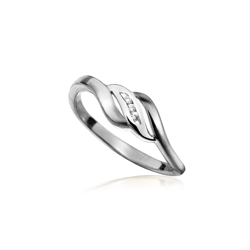 R017 Silver ring Fantasy Matte/Gloss with Zirconia stones size 18,5