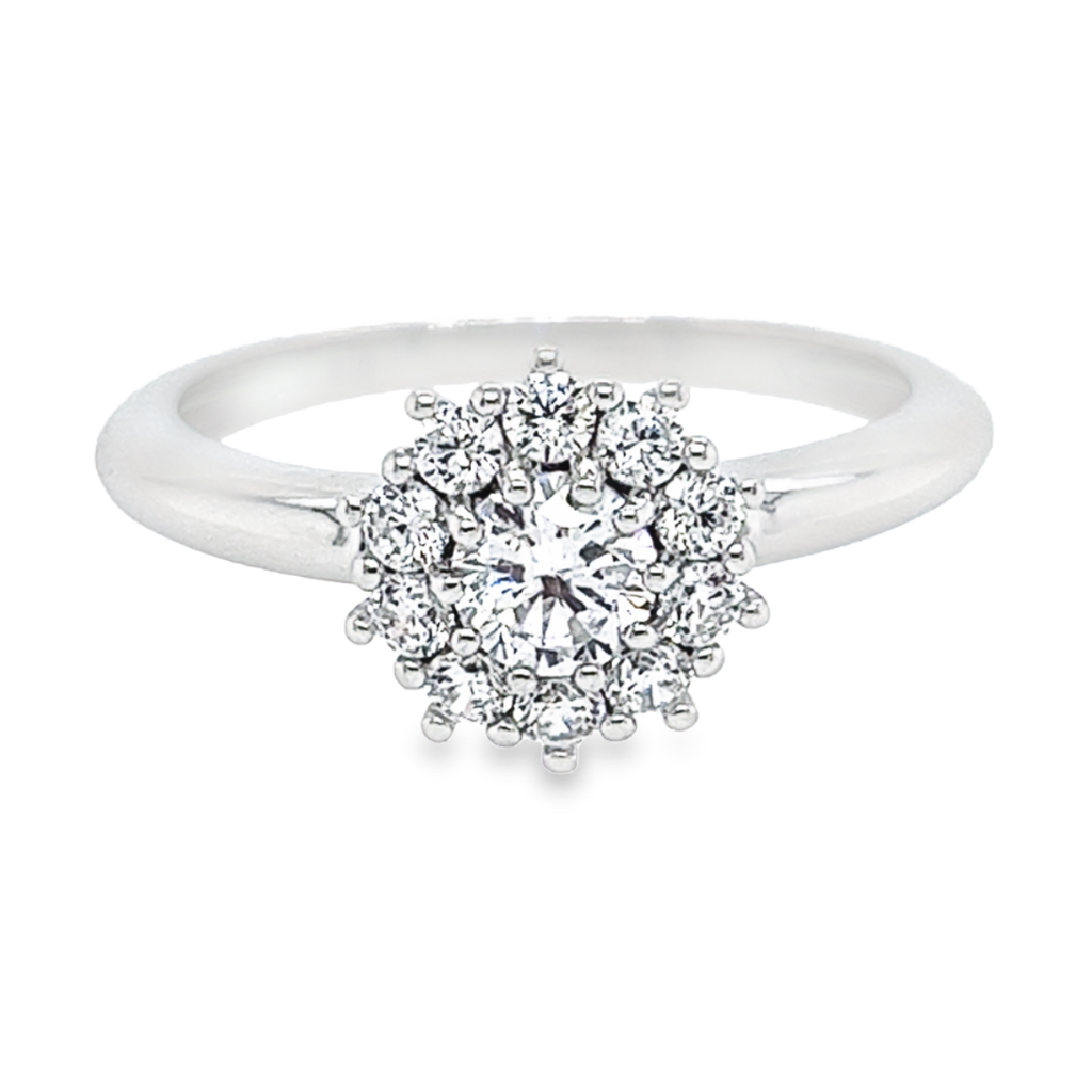[ZR1628-52] Silver ring Rosette with Zirconia