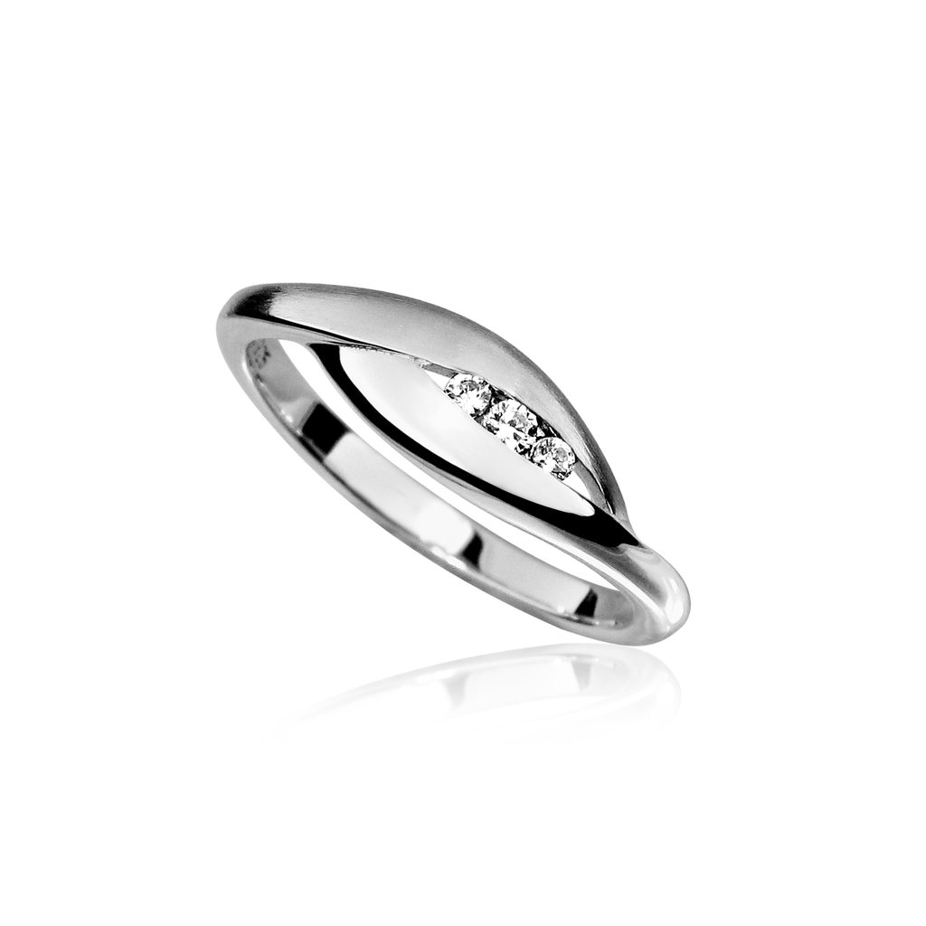 [ZR1631-185] R023 Silver ring Fantasy Matte/Gloss with Zirconia stones size 18,5