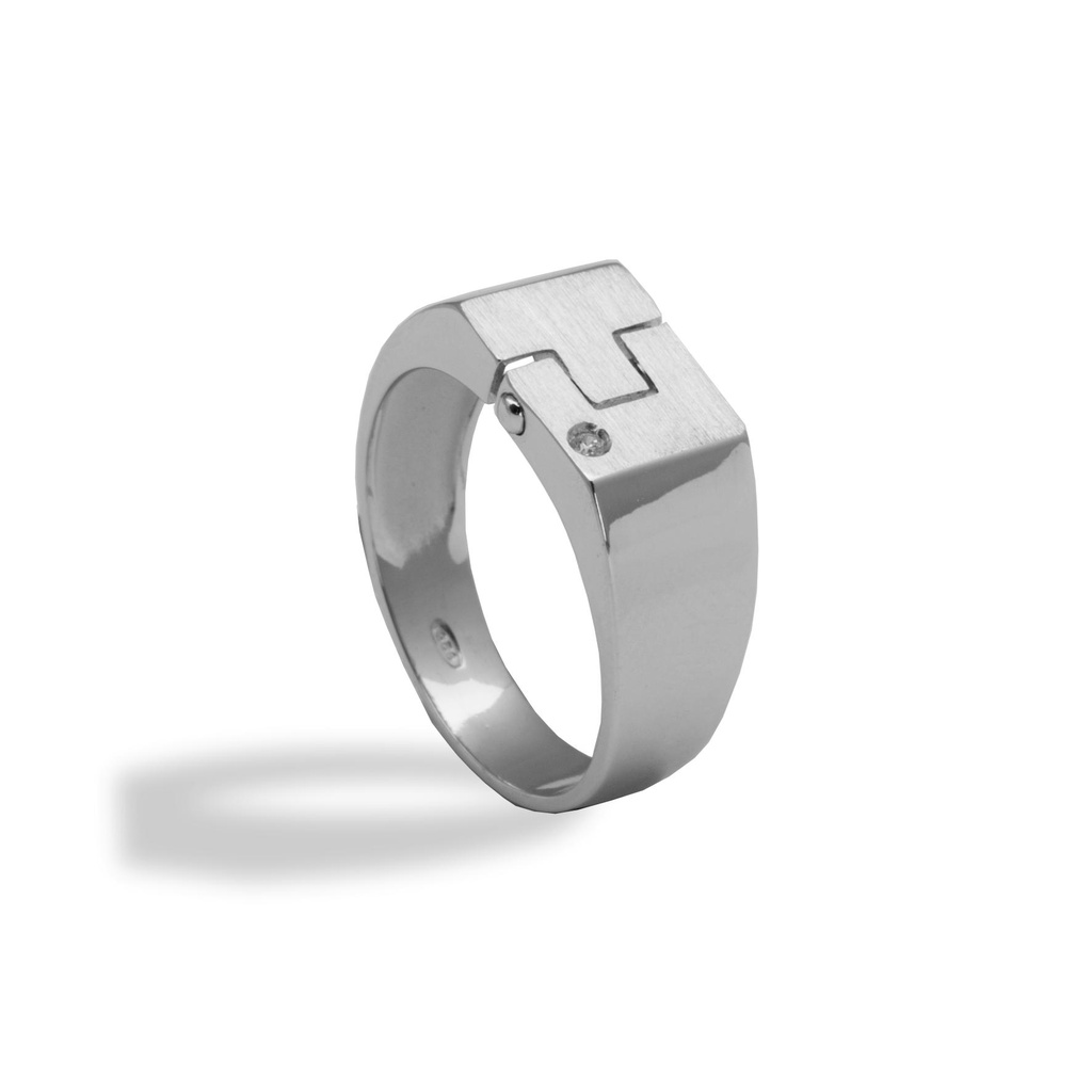 Zilveren ring Fantasie met Zirkonia steen