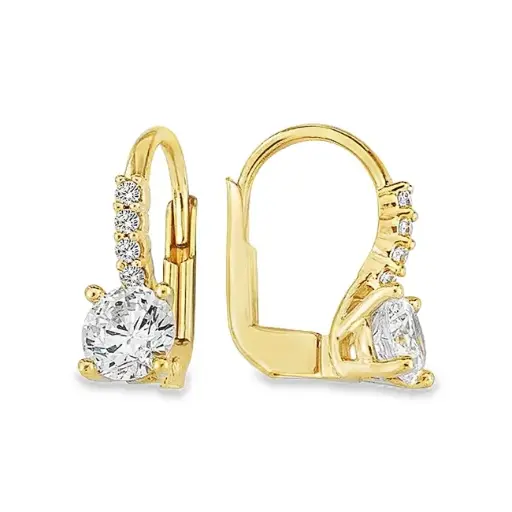 [GOR2141] Geelgouden Klapoorringen met Zirkonia