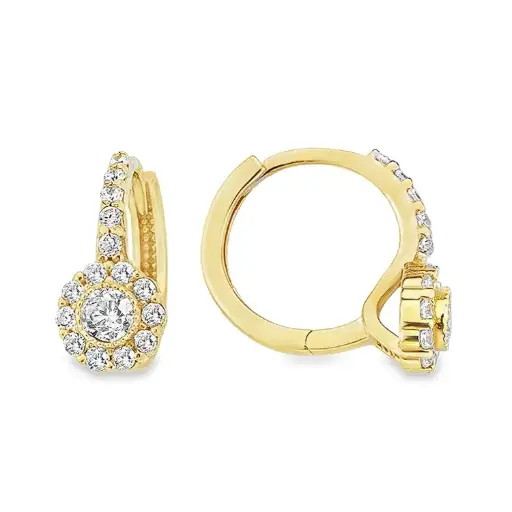 [GOR2143] Geelgouden klapoorringen met Zirkonia