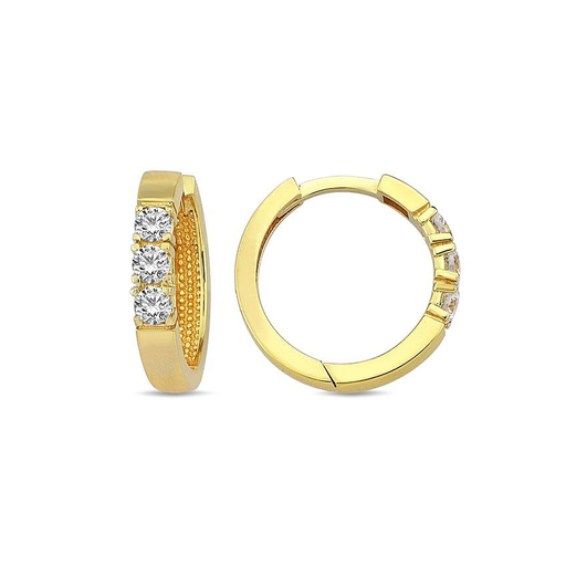 [GOR2144] Geelgouden klapoorringen met Zirkonia