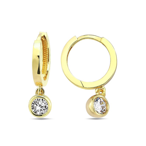 [GOR2145] Geelgouden Klapoorringen met Zirkonia hanger rond