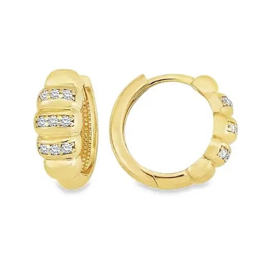 [GOR2147] Yellow gold hoop earrings Fantasy with Zirconia
