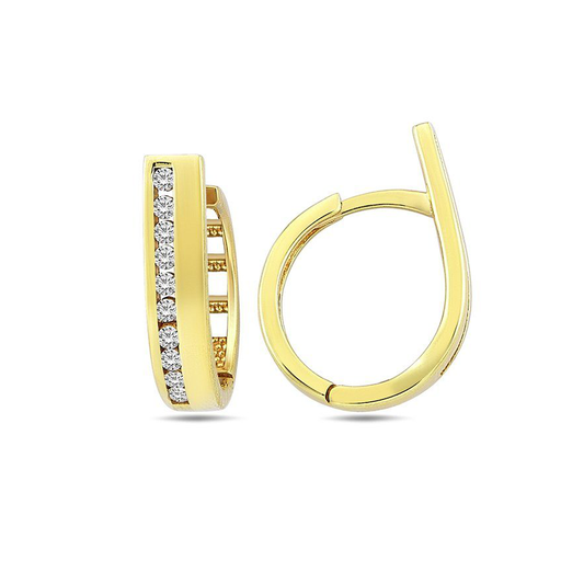 [GOR2149] Geelgouden Klapoorringen met Rij Zirkonia