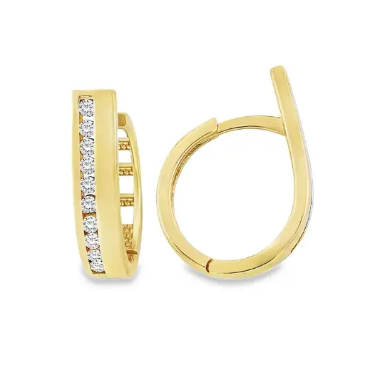 [GOR2149] Yellow Gold Clap Rings with Row Zirconia
