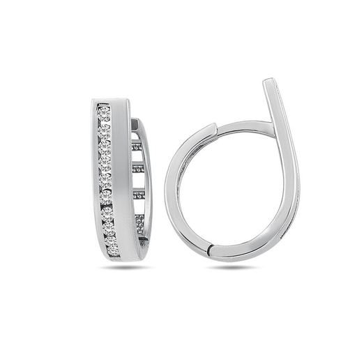 [WOR2149] White Gold Clap Rings with Row Zirconia