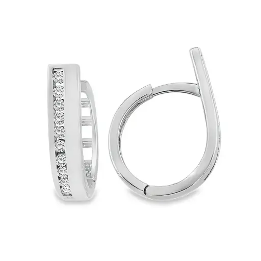 [WOR2149] White Gold Clap Rings with Row Zirconia