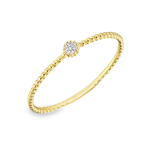 Yellow Gold Bead Ring with Diamond 0.03 carats US/GH