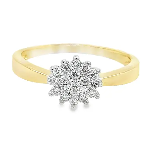 Geelgouden Entourage ring met Diamant 0,26 karaat SI/H