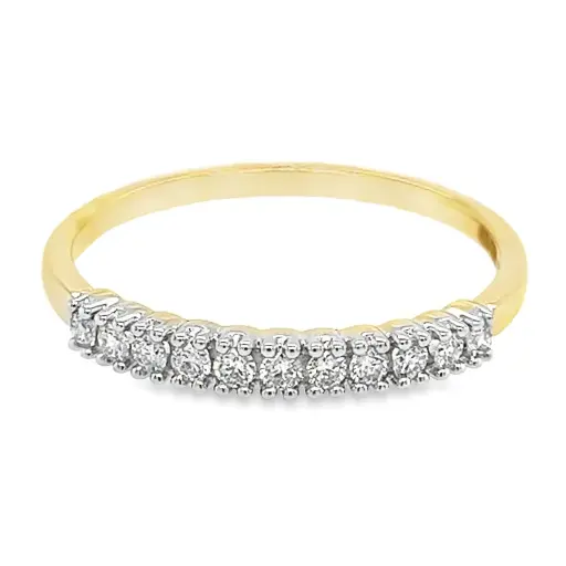 Geelgouden rij ring met Diamant 0,21 karaat SI/H