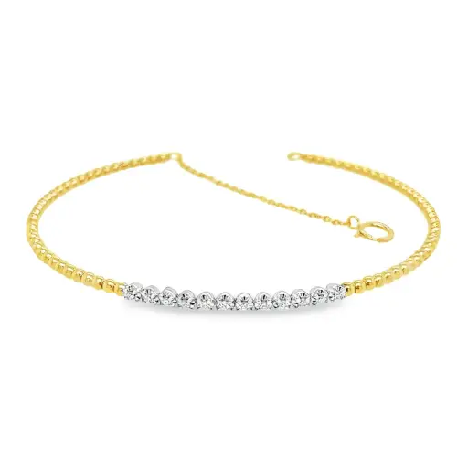 [GAE2173] Bicolor gouden armband met Diamant 0,11 karaat SI/H