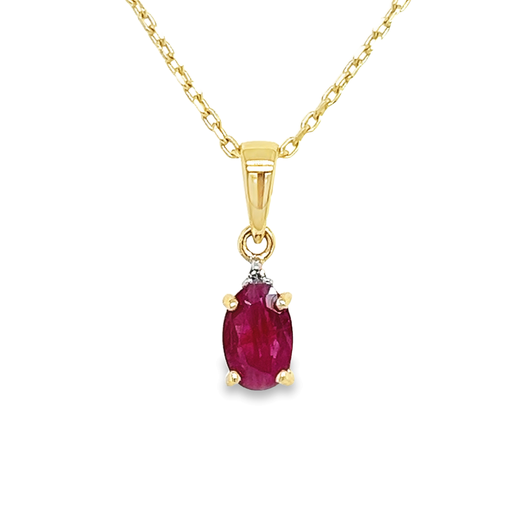 [GHE2190] Geelgouden hanger met Robijn en Diamant