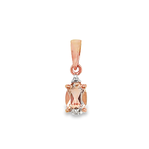 [RHE2194] Rose Gold Pendant with Morganite and Diamond