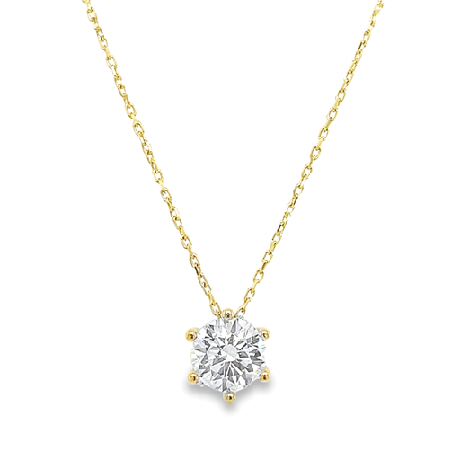 [GC2216] Geelgouden collier met 6MM Zirkonia in 6-poot 42-44CM
