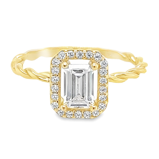Geelgouden ring met Zirkonia Baguette