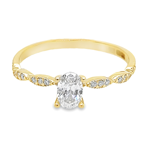 Yellow gold ring with Oval Zirconia 6x4MM
